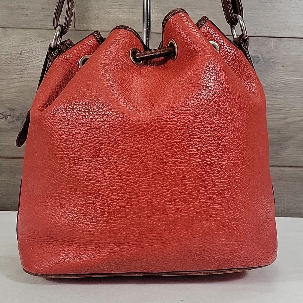 Vintage Dooney & Bourke Red Pebble Leather Drawstring Shoulder Bag